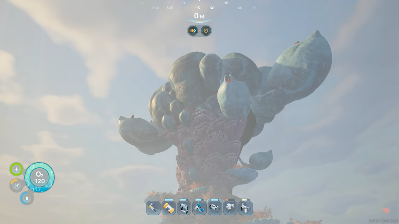Огромный коралловый гриб на поверхности океана в Subnautica 2